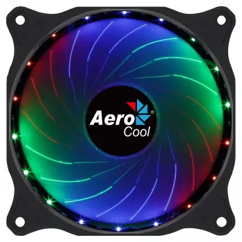 AEROCOOL COSMO12FRGB 120 mm kompiuterio korpuso ventiliatorius, 1000 RPM, 15 šviesos diodų RGB, Molex jungtis, 3,72 W, juodas
