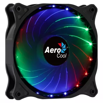 AEROCOOL COSMO12FRGB 120 mm kompiuterio korpuso ventiliatorius, 1000 RPM, 15 šviesos diodų RGB, Molex jungtis, 3,72 W, juodas