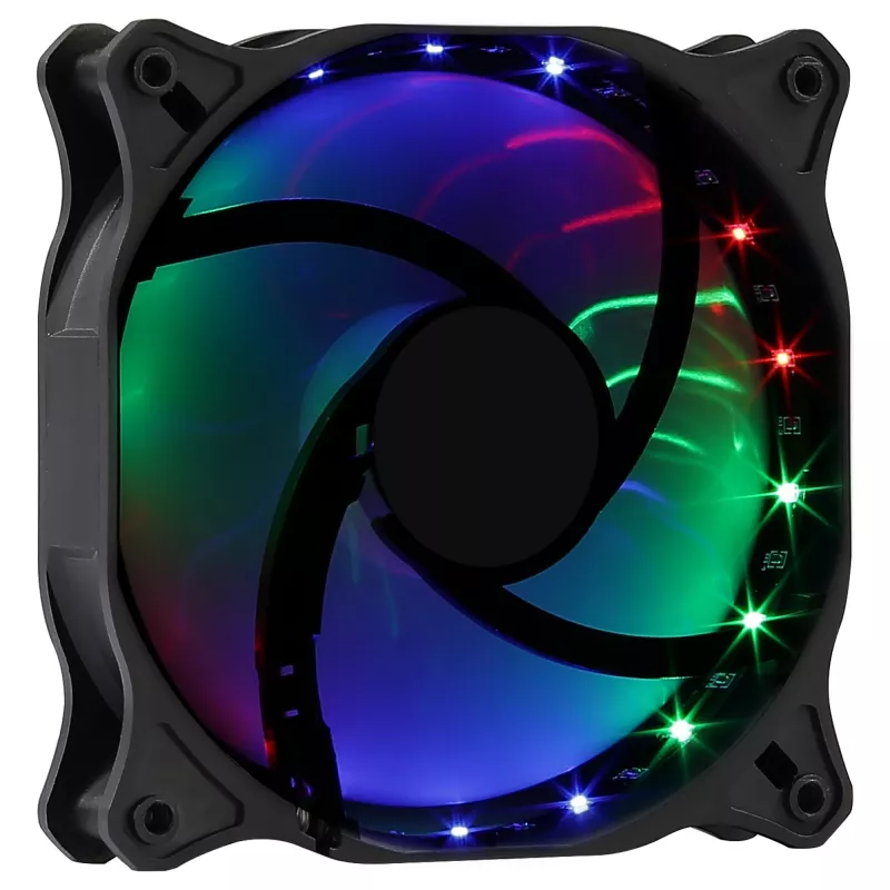 AEROCOOL COSMO12FRGB 120 mm kompiuterio korpuso ventiliatorius, 1000 RPM, 15 šviesos diodų RGB, Molex jungtis, 3,72 W, juodas
