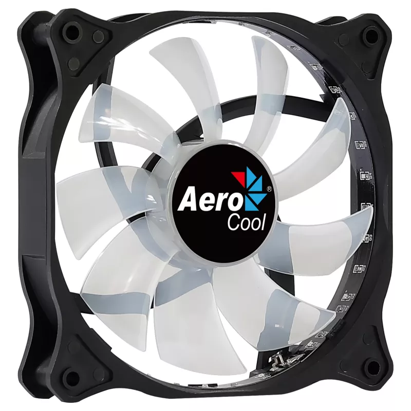 AEROCOOL COSMO12FRGB 120 mm kompiuterio korpuso ventiliatorius, 1000 RPM, 15 šviesos diodų RGB, Molex jungtis, 3,72 W, juodas