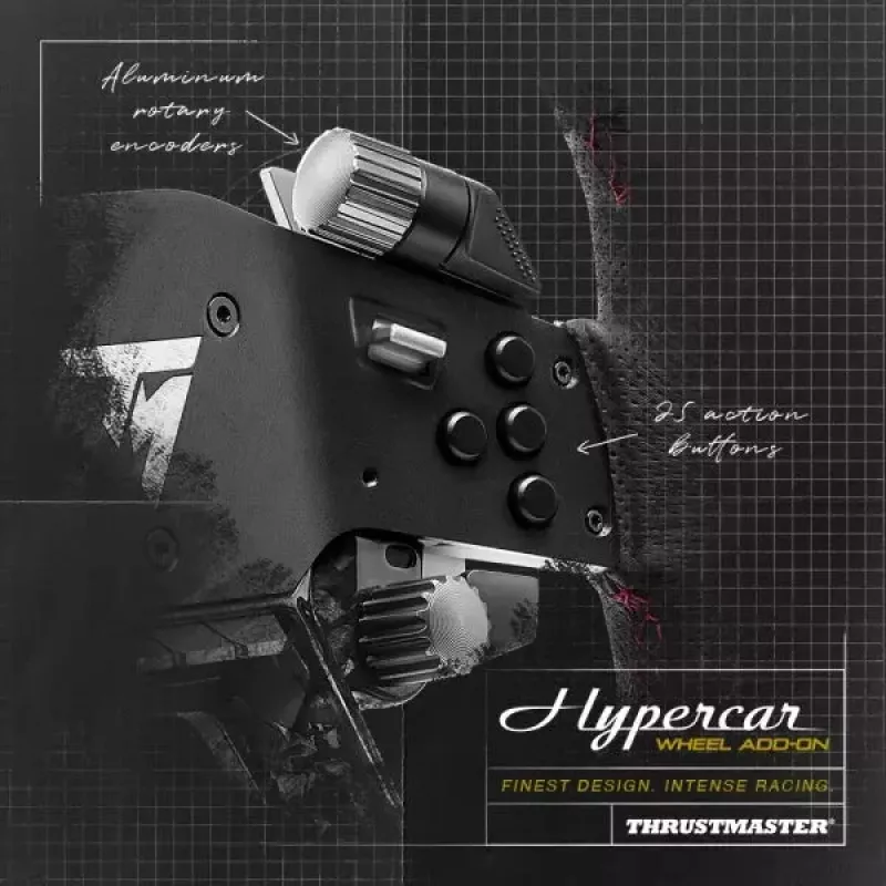 Thrustmaster Hypercar Wheel Add-On Juodas, Sidabrinis vairas PC, PlayStation 4, PlayStation 5, Xbox, Xbox One