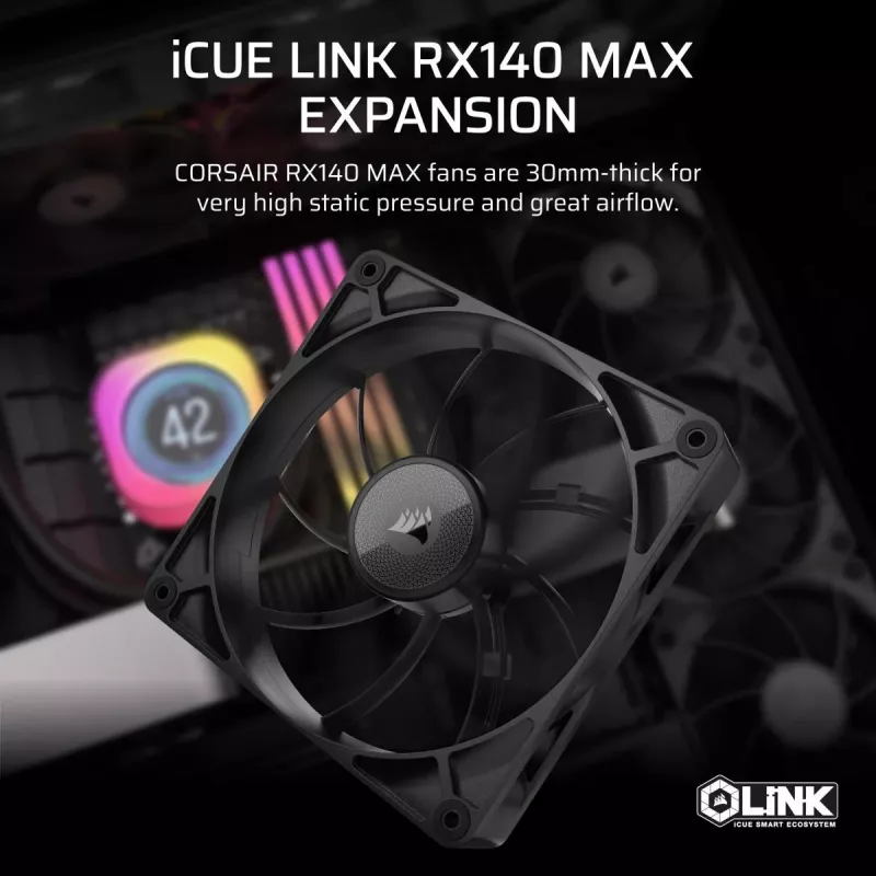 CORSAIR Icue Link Rx140 Max 140mm Pwm Storas Ventiliatoriaus Išplėtimas