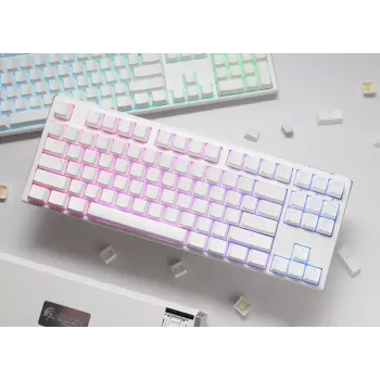 Ducky One 3 Classic Pure White TKL žaidimų klaviatūra su RGB LED apšvietimu, MX-Clear jungikliais