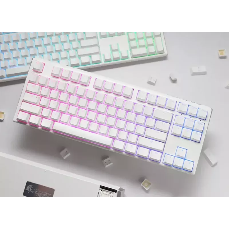 Ducky One 3 Classic Pure White TKL žaidimų klaviatūra su RGB LED apšvietimu, MX-Clear jungikliais