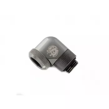 Bitspower BP-BSE90RML žalvarinė 90° pasukama jungtis skysčiu aušinamiems kompiuteriams, G1/4 sriegis, juoda