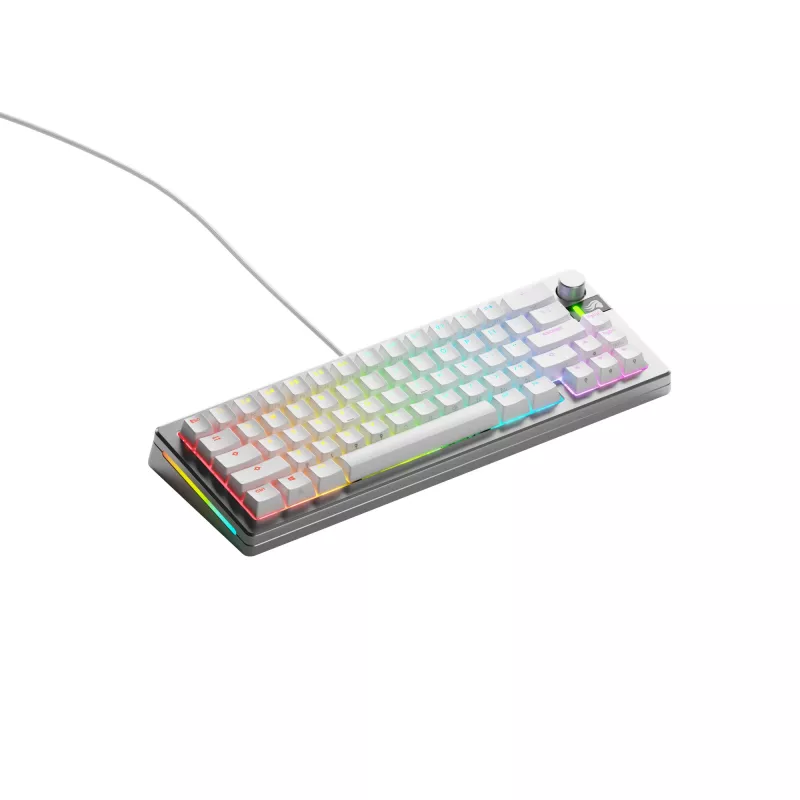 Mechaninė žaidimų klaviatūra GLORIOUS GMMK 3 PRO 65% laidinė USB, QWERTY US, RGB, sidabrinė, 2 m laidas