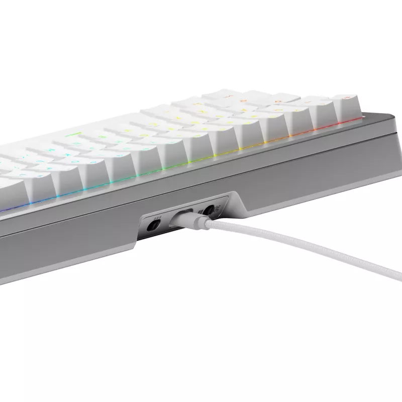 Mechaninė žaidimų klaviatūra GLORIOUS GMMK 3 PRO 65% laidinė USB, QWERTY US, RGB, sidabrinė, 2 m laidas