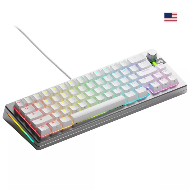 Mechaninė žaidimų klaviatūra GLORIOUS GMMK 3 PRO 65% laidinė USB, QWERTY US, RGB, sidabrinė, 2 m laidas