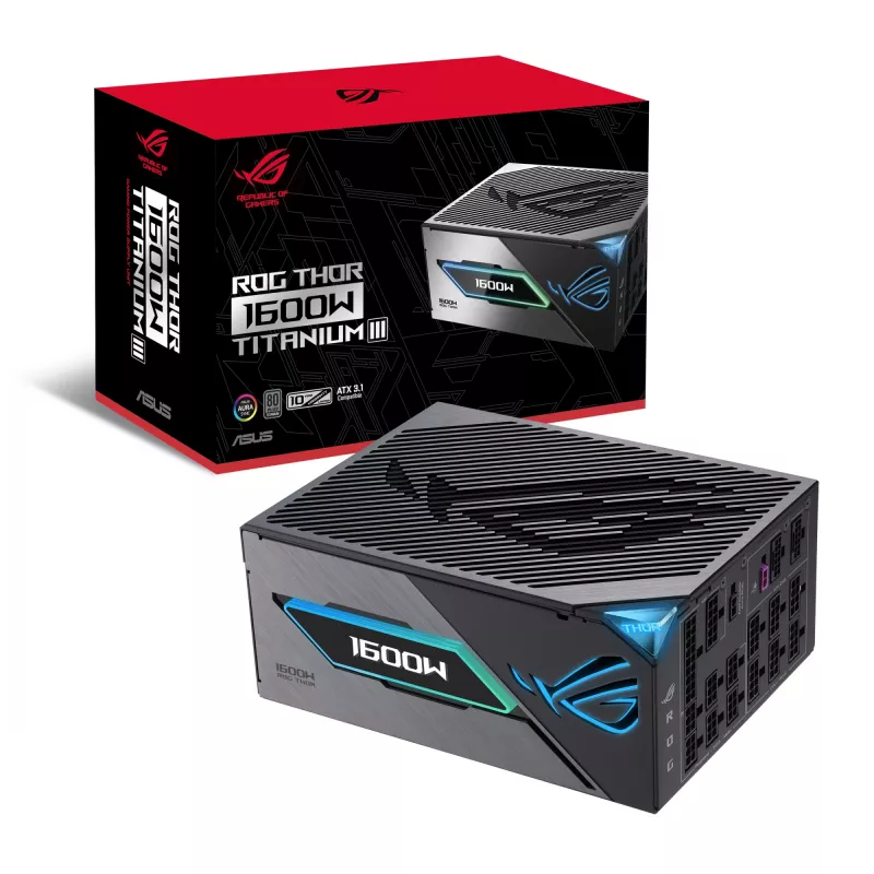 Maitinimo blokas ASUS ROG THOR-1600T3-GAMING 1600 W, 80 PLUS Titanium, ATX 3.1, pilnai modulinis, OLED ekranas