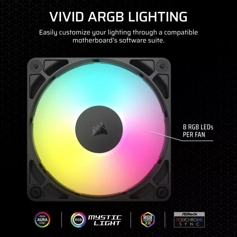 CORSAIR ArGB ventiliatorius - Rs ArGB serija 120 120 mm triguba pakuotė