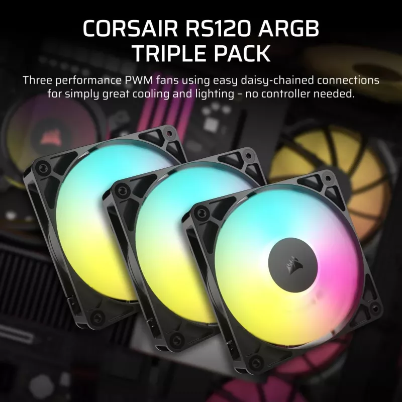 CORSAIR ArGB ventiliatorius - Rs ArGB serija 120 120 mm triguba pakuotė