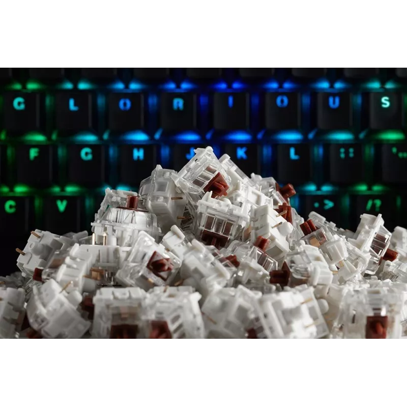 Mechaniniai jungikliai GLORIOUS Gateron Brown – 120 vnt., rudi, linijiniai tylūs
