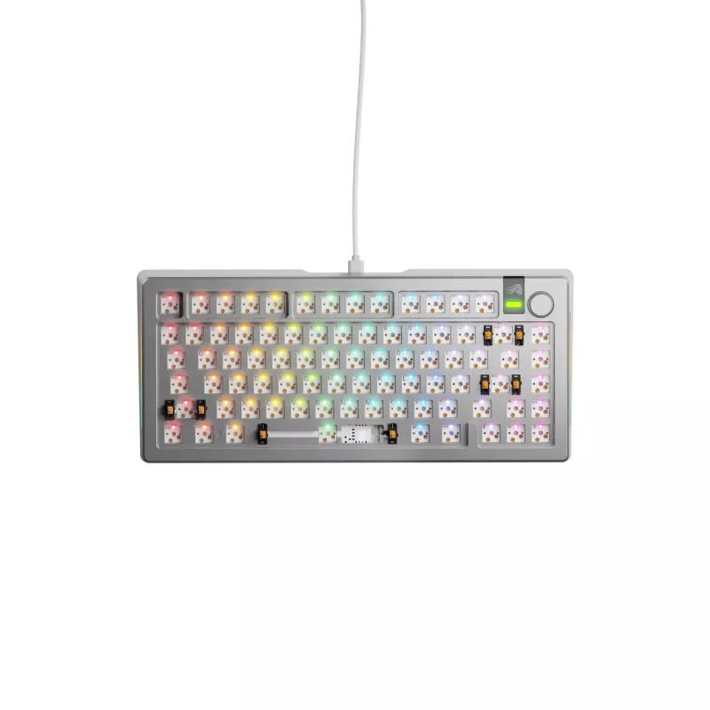 Glorious Gaming GMMK 3 PRO 75% Barebones Wired Sidabrinė - US, 75%, Wired, USB, RGB LED, Sidabrinė