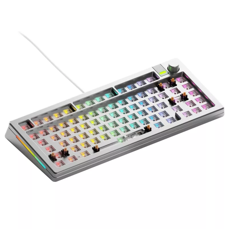 Glorious Gaming GMMK 3 PRO 75% Barebones Wired Sidabrinė - US, 75%, Wired, USB, RGB LED, Sidabrinė