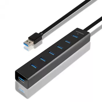 Axagon HUE-SA7BP 7x USB 3.0 ALU ĮKROVIMO šakotuvas JUODAS su kintamosios srovės adapteriu