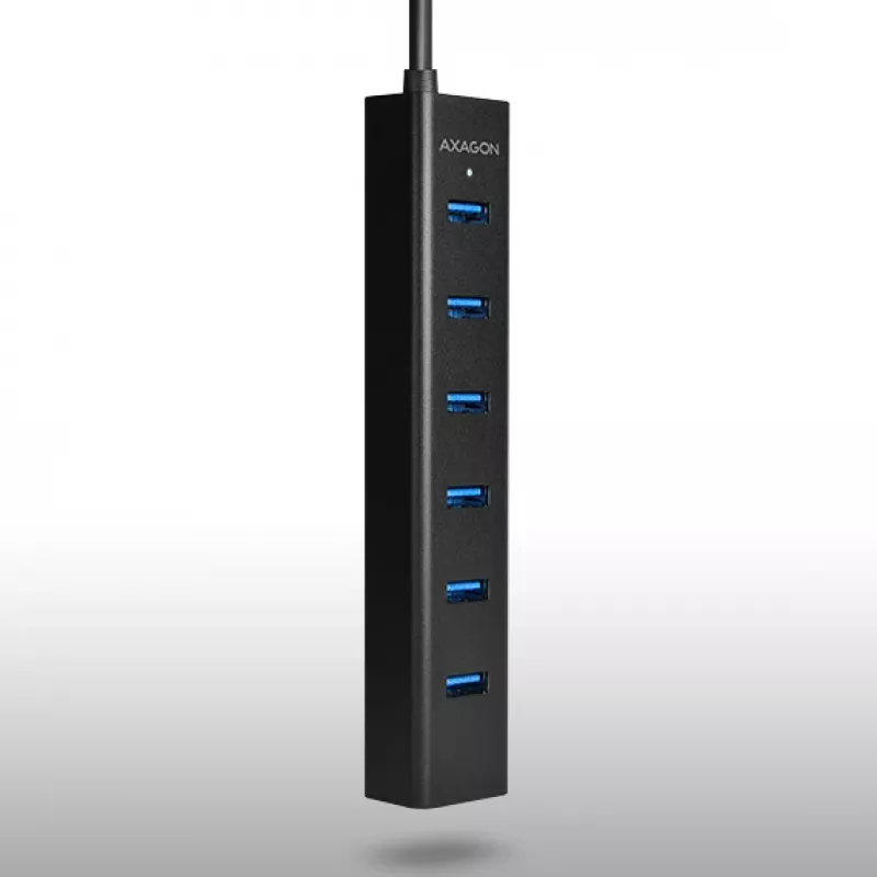Axagon HUE-SA7BP 7x USB 3.0 ALU ĮKROVIMO šakotuvas JUODAS su kintamosios srovės adapteriu