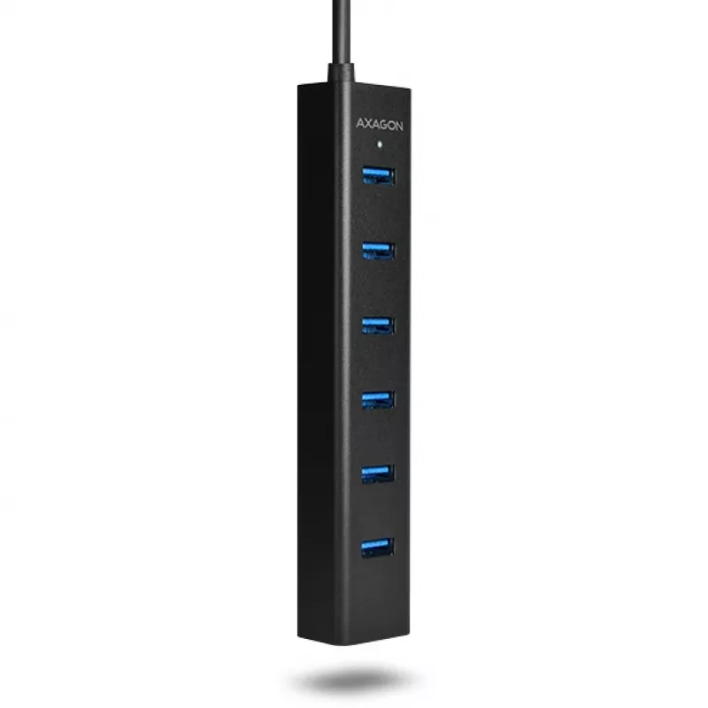 Axagon HUE-SA7BP 7x USB 3.0 ALU ĮKROVIMO šakotuvas JUODAS su kintamosios srovės adapteriu