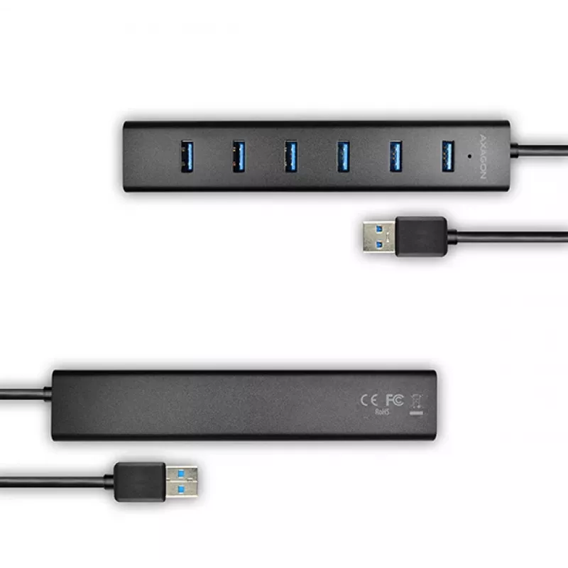 Axagon HUE-SA7BP 7x USB 3.0 ALU ĮKROVIMO šakotuvas JUODAS su kintamosios srovės adapteriu