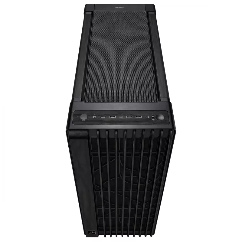 PC korpusas ASUS ProArt PA602 Wood Edition Midi Tower Juoda — EATX palaikymas, 45 cm GPU, 19 cm PSU / aušintuvas, 8 HDD nišos, USB-C