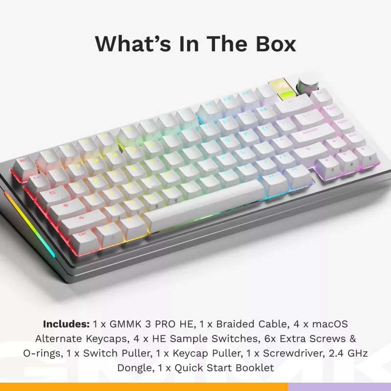 Glorious Gaming GMMK 3 PRO HE 75% Prebuilt Wireless Sidabrinė - US