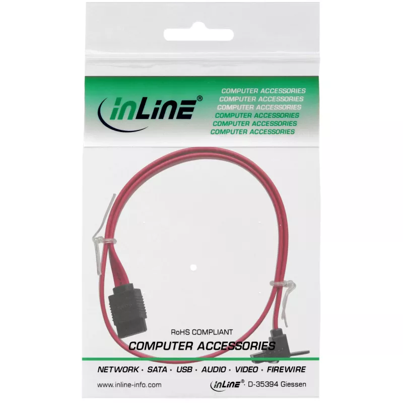InLine SATA 6 Gb/s laidas su užraktais, kampinis, 0,3 m