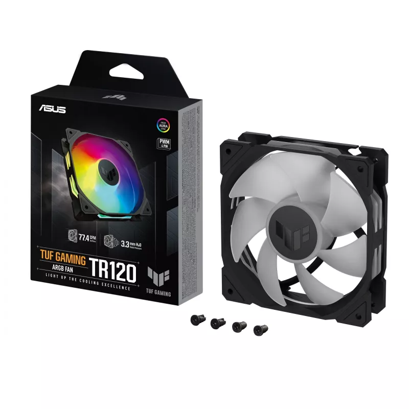 ASUS TUF Gaming TR120 ARGB ventiliatorius - vienos pakuotės kompiuterio korpuso 12 cm juodas