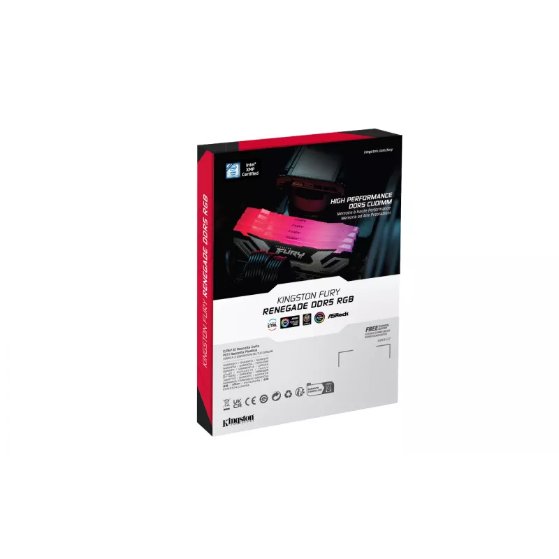 Kingston Technology FURY 48GB 8400MT/s DDR5 CL40 CUDIMM (2 modulių rinkinys) Renegade RGB Sidabrinė XMP