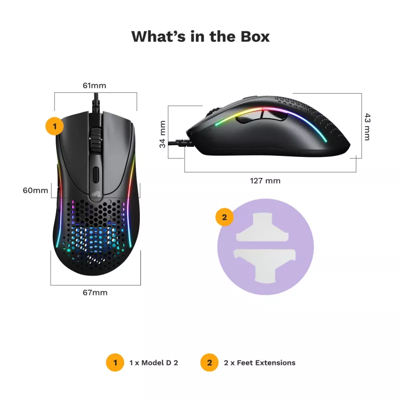 Glorious Gaming Glorious Model D 2 Wired - matinė juoda
