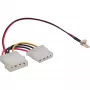 InLine ventiliatoriaus adapterio kabelis 3 kontaktų ventiliatoriui / 4 kontaktų maitinimo šaltiniui 0,15 m, 3 kontaktų, 2 x Molex (4 kontaktų), 0,15 m, įvairių spalvų, 11 g, 100 mm