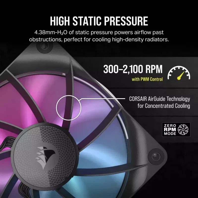 Fan Corsair iCUE LINK RX120 RGB 12 cm 400-2100 RPM Magnetic Bearing