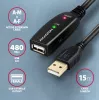 Axagon ADR-215 USB 2.0 A-M -> A-F aktyvus ilginimo / kartotuvo kabelis 15 m