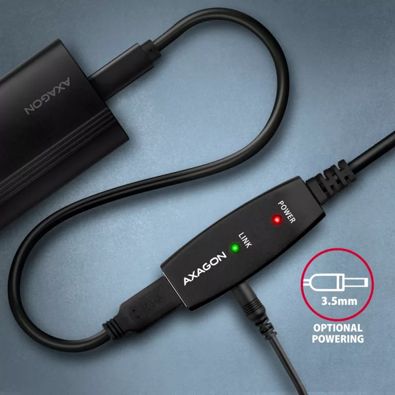 Axagon ADR-215 USB 2.0 A-M -> A-F aktyvus ilginimo / kartotuvo kabelis 15 m