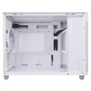 PC korpusas ASUS AP201 PRIME CASE TG WHITE Mini Tower — micro ATX, grūdintas stiklas, 3×3,5 colio nišos, 1×2,5 colio, USB-A×2, USB-C×1