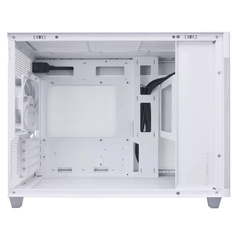 PC korpusas ASUS AP201 PRIME CASE TG WHITE Mini Tower — micro ATX, grūdintas stiklas, 3×3,5 colio nišos, 1×2,5 colio, USB-A×2, USB-C×1