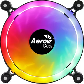 AEROCOOL 120 mm kompiuterio korpuso ventiliatorius SPECTRO12 RGB, 12 V, 1000 RPM, 3,6 W, Molex, antivibracinis, įvorinis guolis, juodas