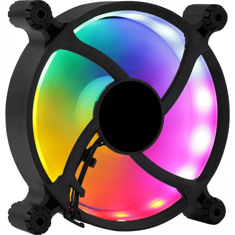 AEROCOOL 120 mm kompiuterio korpuso ventiliatorius SPECTRO12 RGB, 12 V, 1000 RPM, 3,6 W, Molex, antivibracinis, įvorinis guolis, juodas