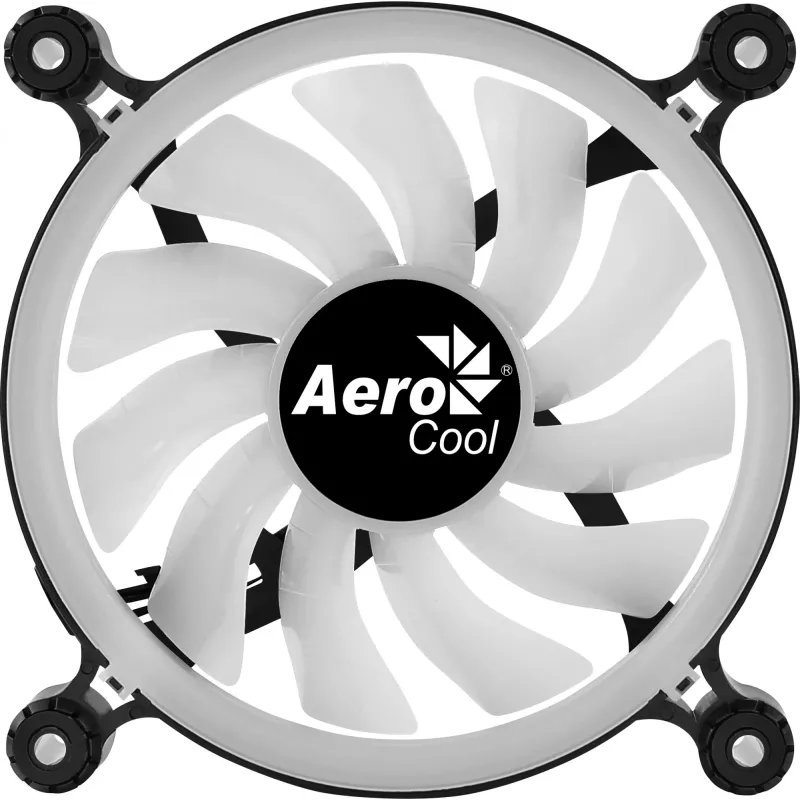 AEROCOOL 120 mm kompiuterio korpuso ventiliatorius SPECTRO12 RGB, 12 V, 1000 RPM, 3,6 W, Molex, antivibracinis, įvorinis guolis, juodas