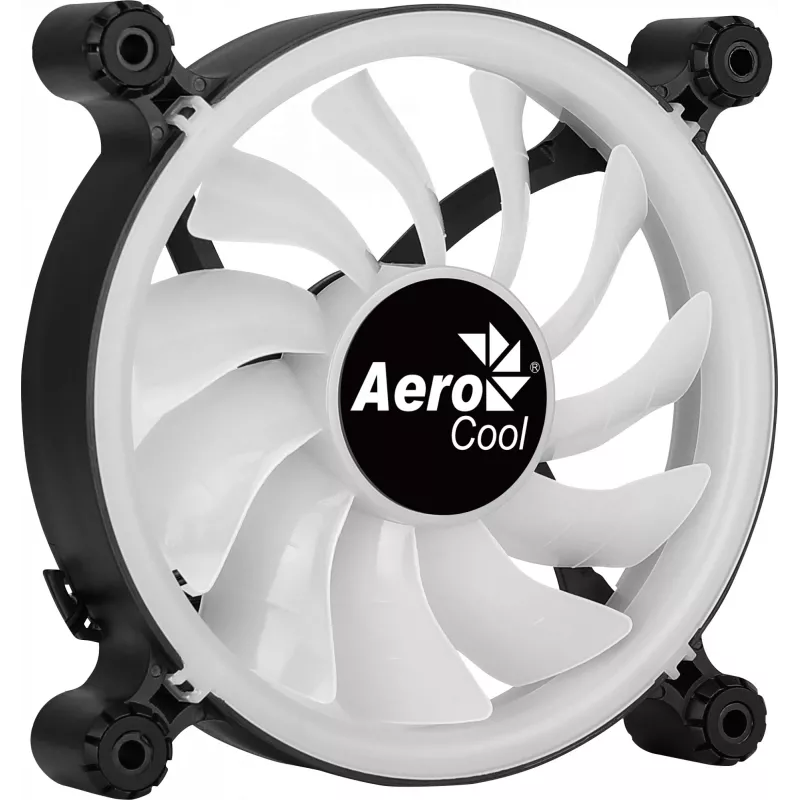 AEROCOOL 120 mm kompiuterio korpuso ventiliatorius SPECTRO12 RGB, 12 V, 1000 RPM, 3,6 W, Molex, antivibracinis, įvorinis guolis, juodas