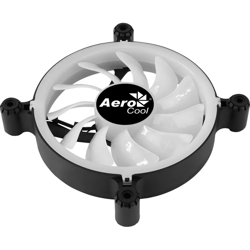 AEROCOOL 120 mm kompiuterio korpuso ventiliatorius SPECTRO12 RGB, 12 V, 1000 RPM, 3,6 W, Molex, antivibracinis, įvorinis guolis, juodas