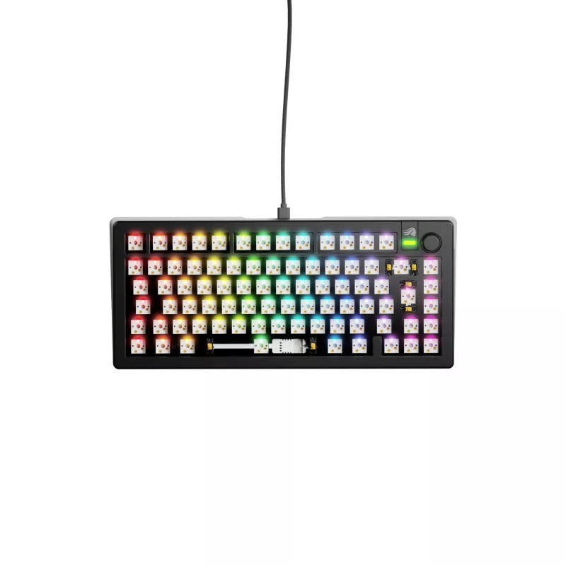 Glorious Gaming GMMK 3 75% Barebones Wired Juoda - ISO, 75%, Laidinis, USB, RGB LED, Juoda