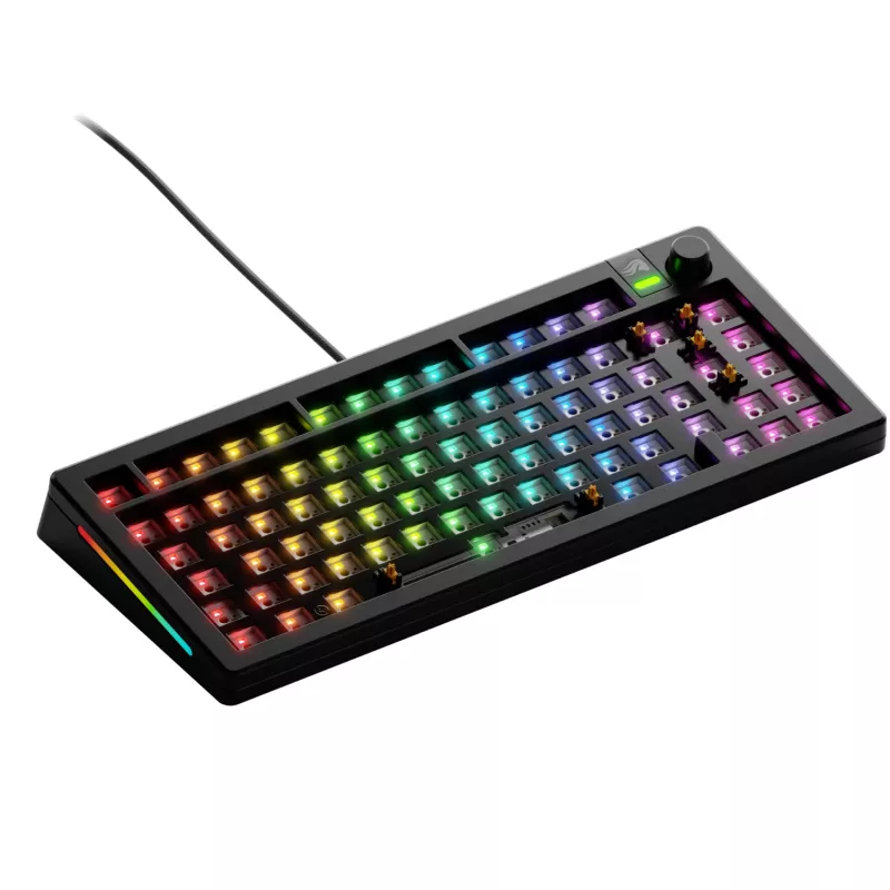 Glorious Gaming GMMK 3 75% Barebones Wired Juoda - ISO, 75%, Laidinis, USB, RGB LED, Juoda