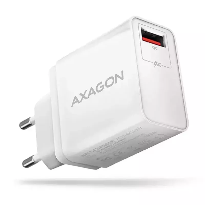 Axagon ACU-QC19W sieninis įkroviklis 1x QC3.0/AFC/FCP/SMART 19W baltas