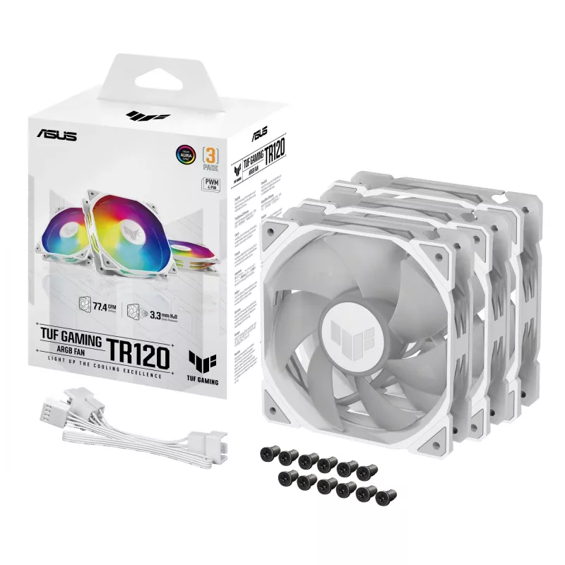 ASUS TUF GAMING TR120 ARGB 3IN1 White Kompiuterio korpuso oro aušintuvas 12 cm