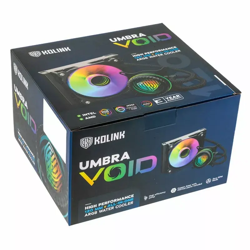 Skysčio aušinimo komplektas Kolink Umbra Void 120 AIO 12 cm, juodas