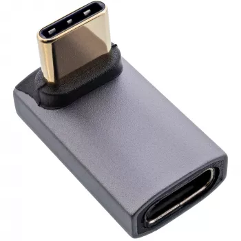 InLine USB4 adapterius, USB-C kištukas/lizdas, kampuotas aukštyn/žemyn, aliuminis, pilka