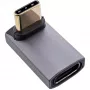 InLine USB4 adapterius, USB-C kištukas/lizdas, kampuotas aukštyn/žemyn, aliuminis, pilka