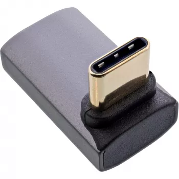 InLine USB4 adapterius, USB-C kištukas/lizdas, kampuotas aukštyn/žemyn, aliuminis, pilka