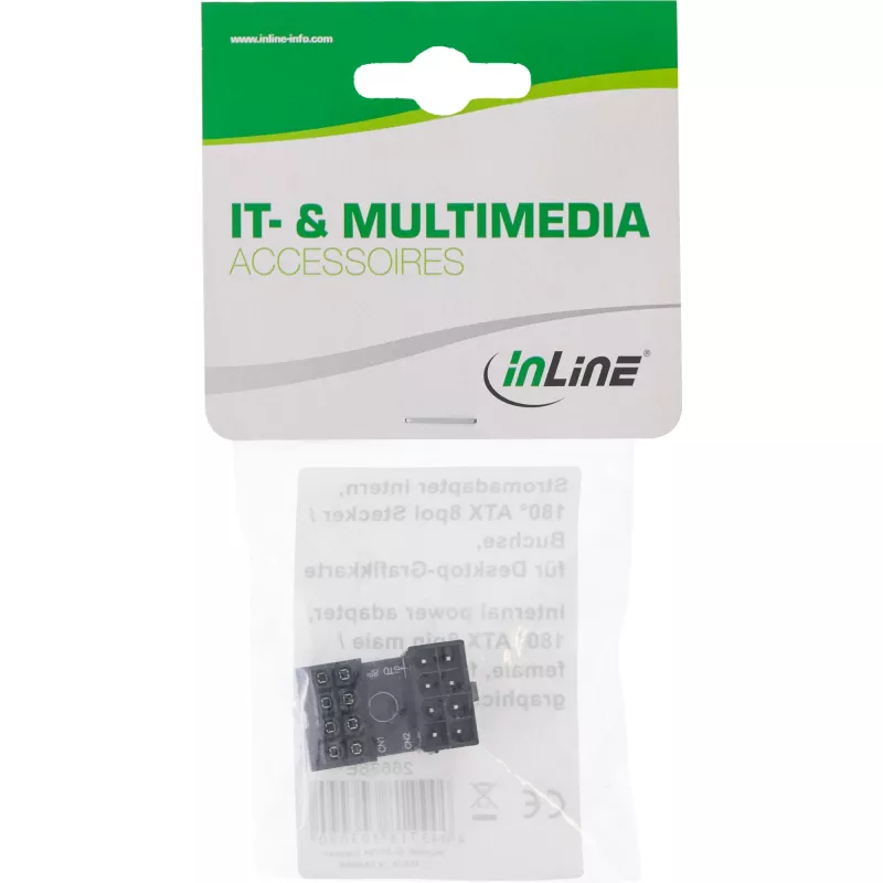 InLine vidinis maitinimo adapteris 180° ATX 8 kontaktų kištukas lizdas juodas 26638E