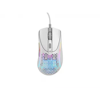 Glorious Gaming Glorious Model D 2 Wired - matinė balta, dešiniarankė, optinė, USB Type-A, 26000 DPI, balta