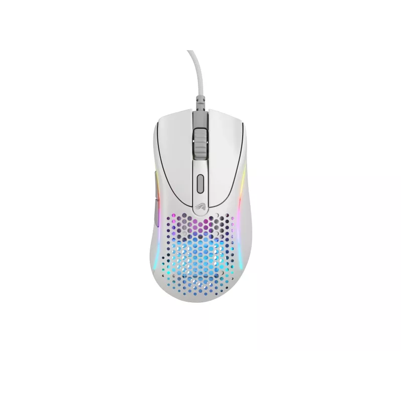 Glorious Gaming Glorious Model D 2 Wired - matinė balta, dešiniarankė, optinė, USB Type-A, 26000 DPI, balta